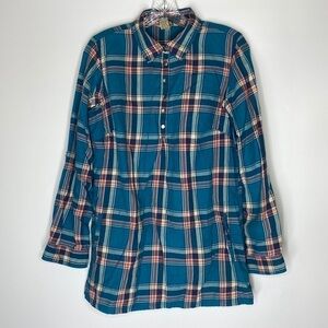 Duluth Trading Blue Pullover Flannel Shirt Size Small